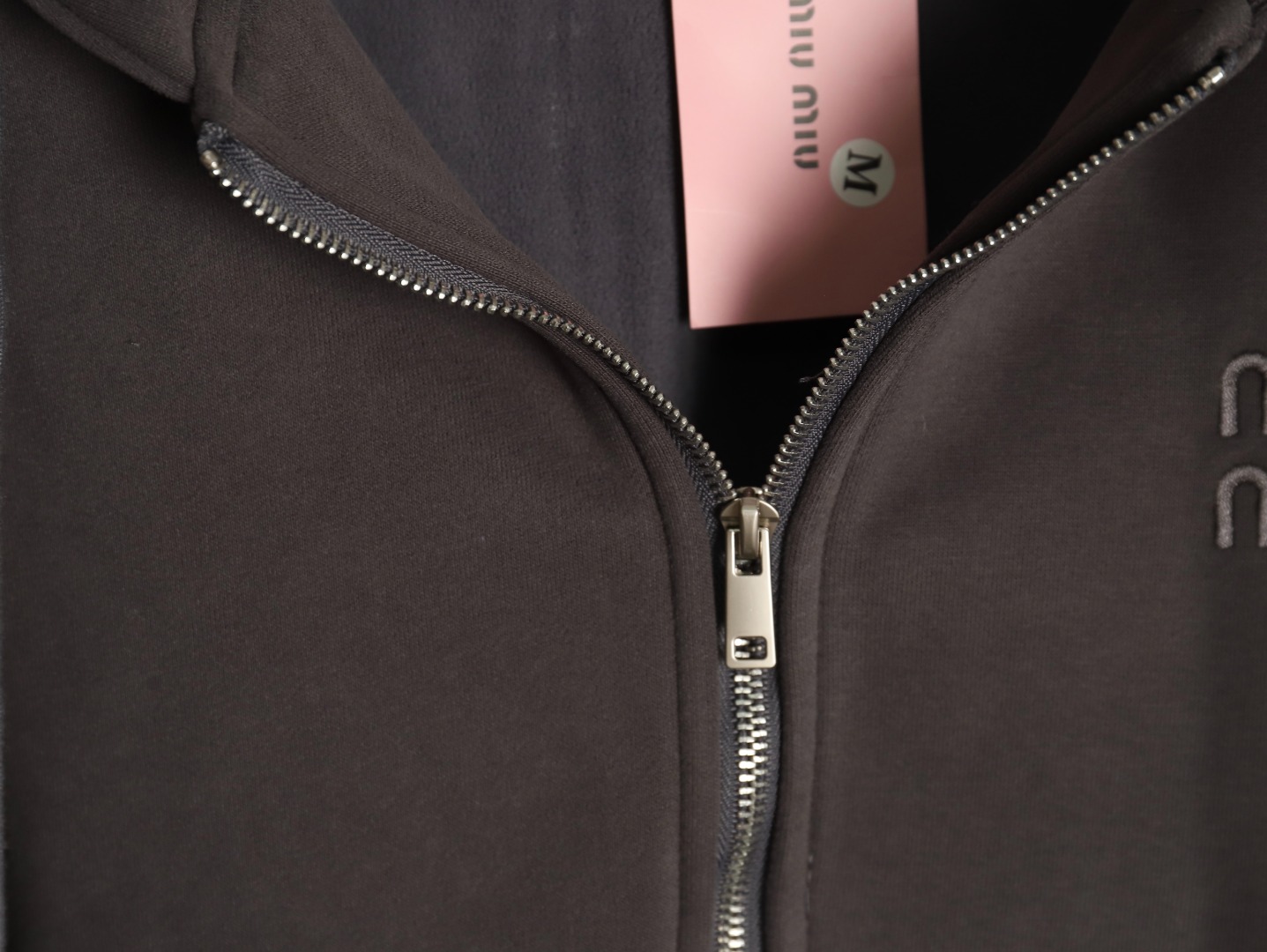 Miu Miu embroidered logo velvet zip-up jacket TSK1
