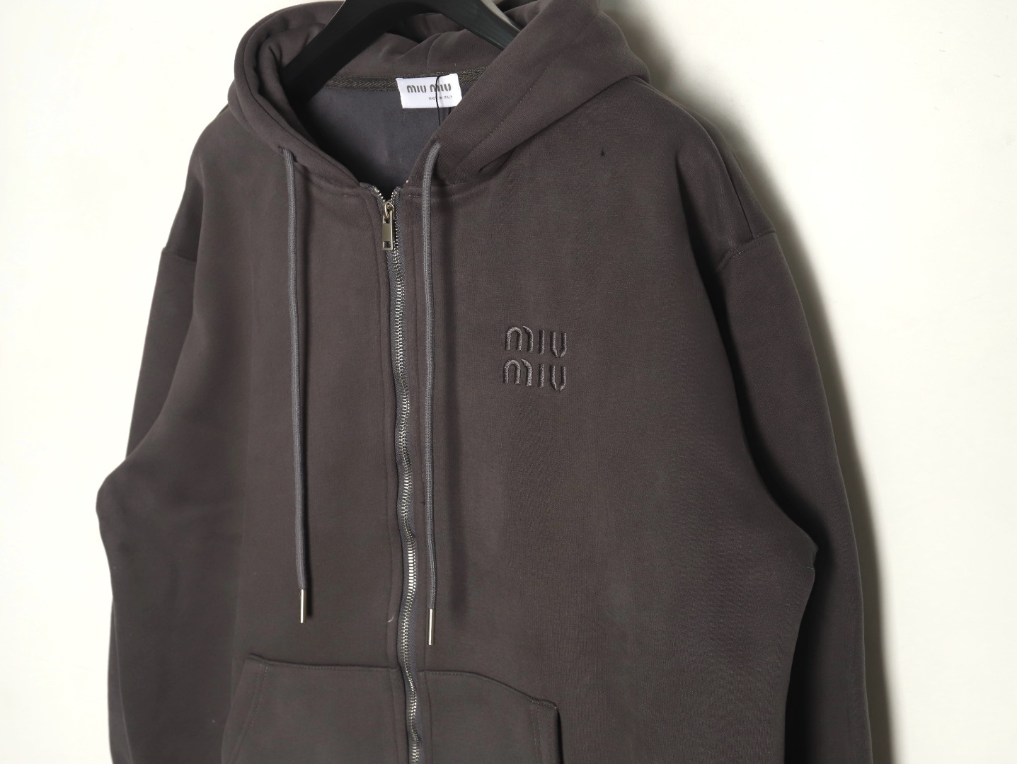 Miu Miu embroidered logo velvet zip-up jacket TSK1