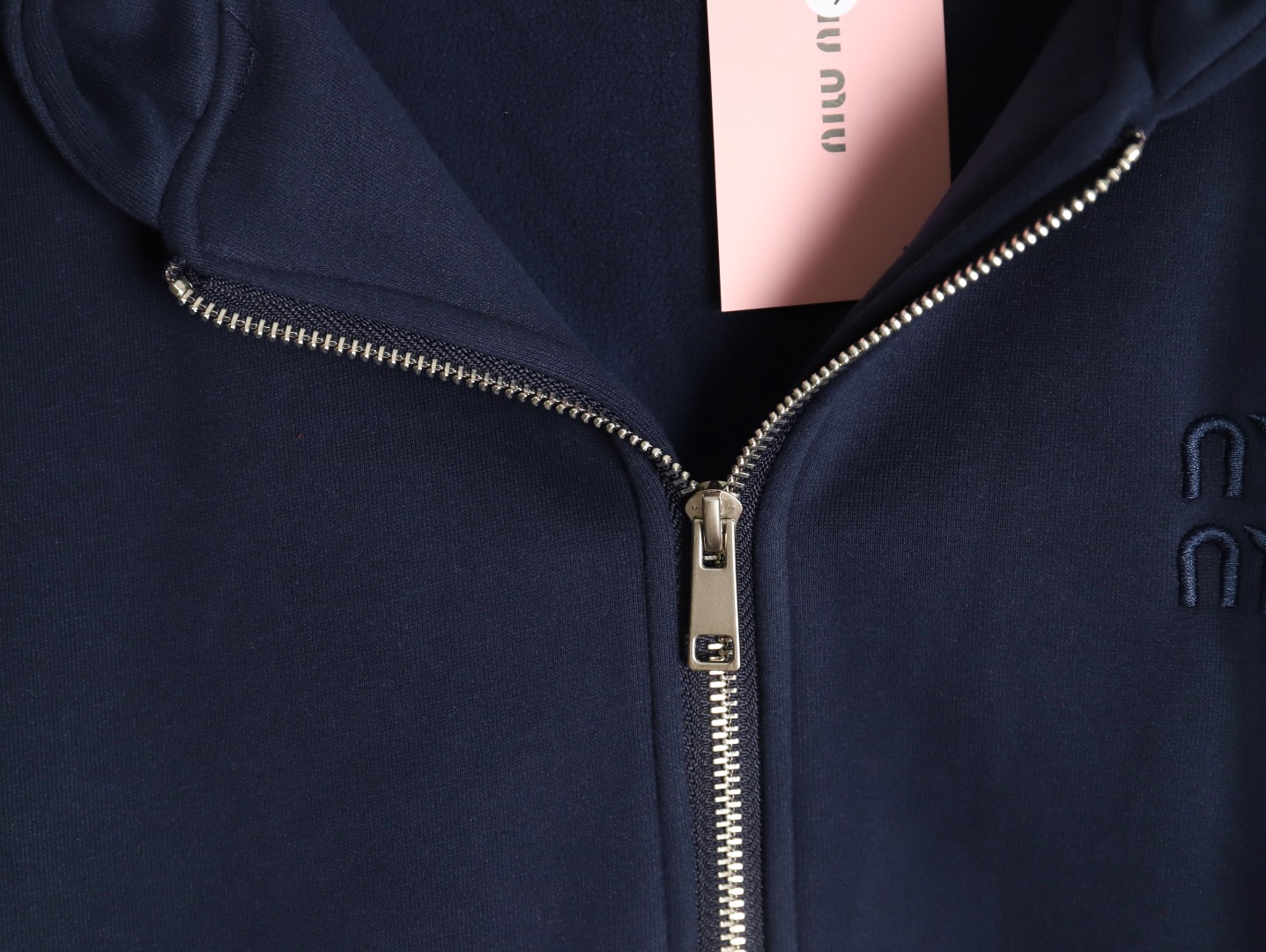 Miu Miu embroidered logo velvet zip-up jacket TSK2