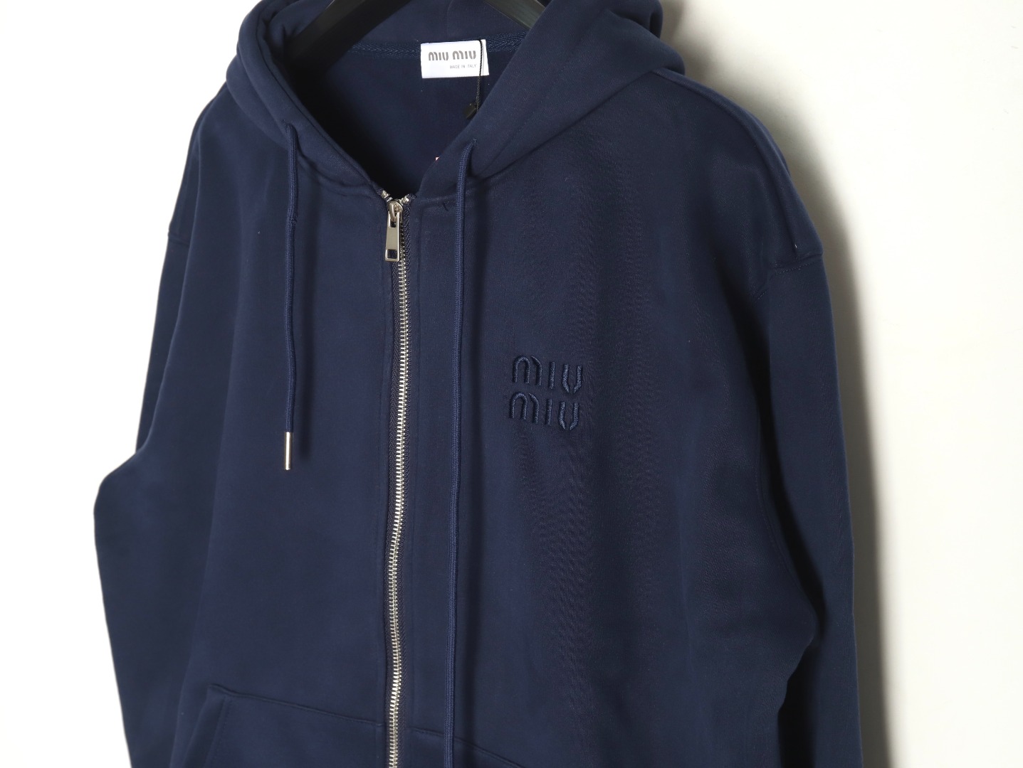 Miu Miu embroidered logo velvet zip-up jacket TSK2