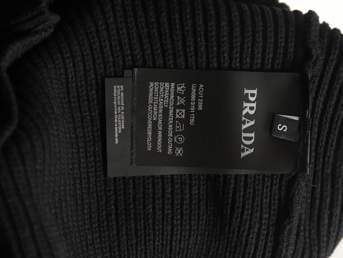 Prada triangle logo iron plate knitted pullover sweater