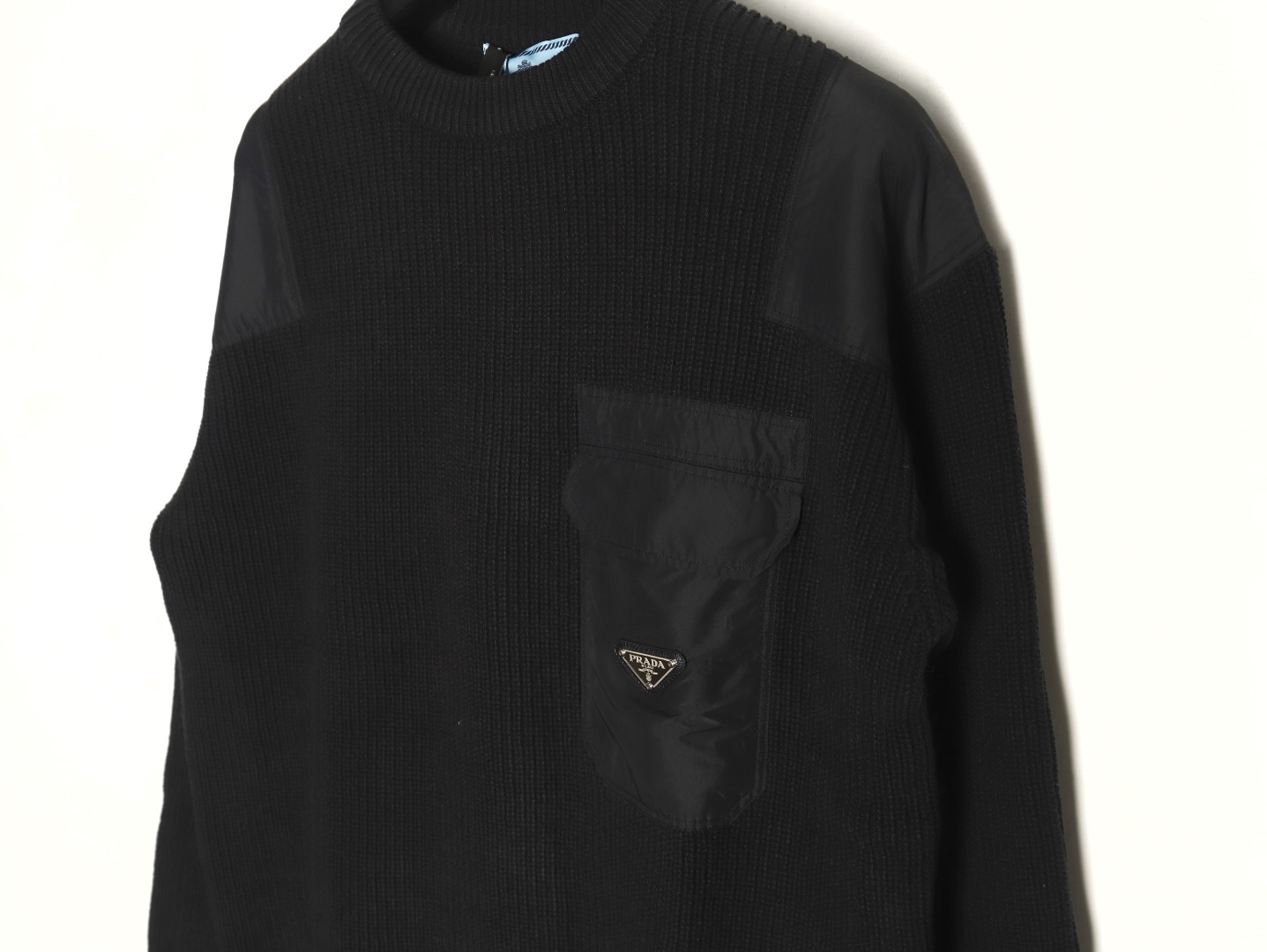 Prada triangle logo iron plate knitted pullover sweater