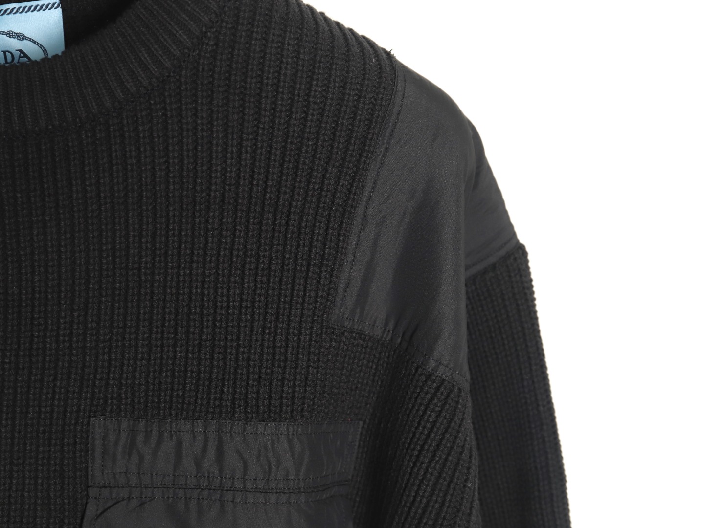 Prada triangle logo iron plate knitted pullover sweater