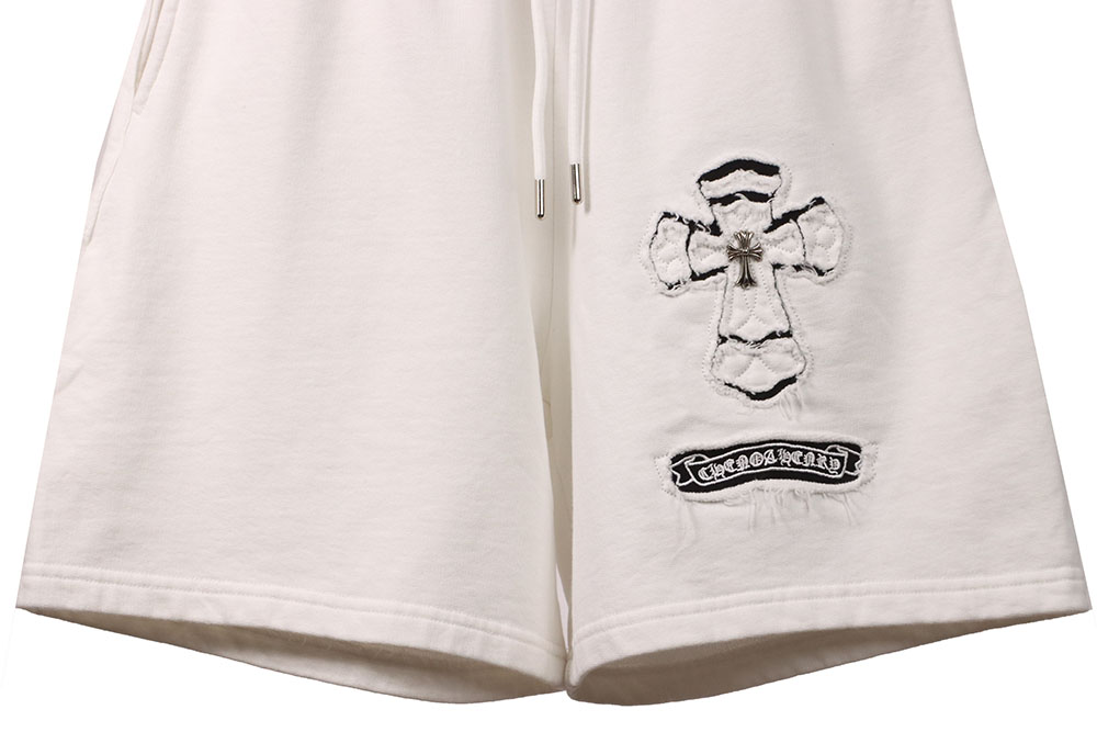 Chrome Hearts Horseshoe Distressed Sanskrit White Shorts