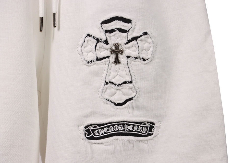 Chrome Hearts Horseshoe Distressed Sanskrit White Shorts