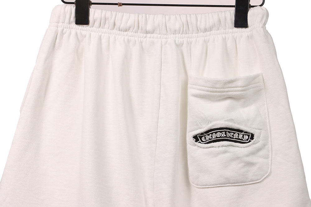 Chrome Hearts Horseshoe Distressed Sanskrit White Shorts