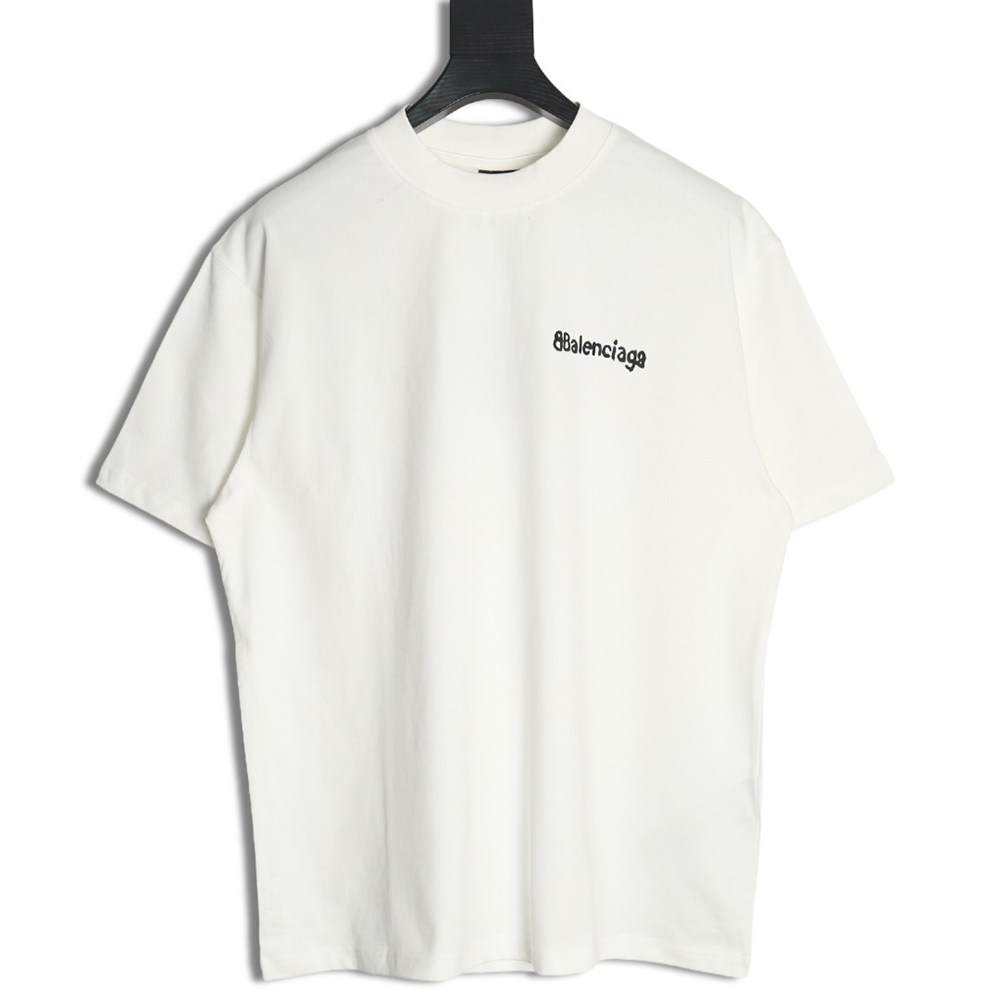 Balenciaga Graffiti Small Letters Print Short Sleeve T-shirt