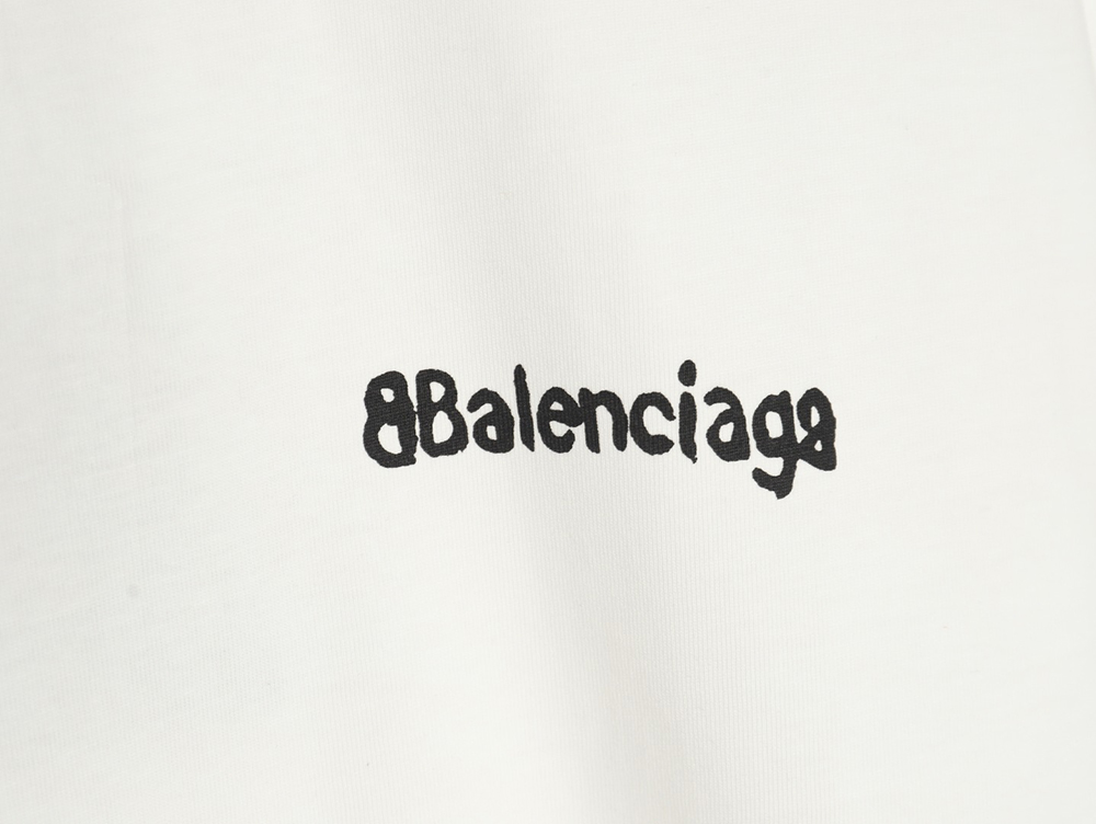 Balenciaga Graffiti Small Letters Print Short Sleeve T-shirt