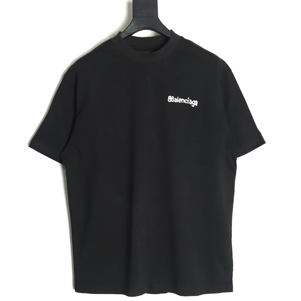 Balenciaga Graffiti Small Letters Print Short Sleeve T-shirt TSK1