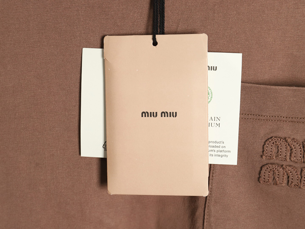 Miu Miu embroidered pocket cotton long-sleeved T-shirt