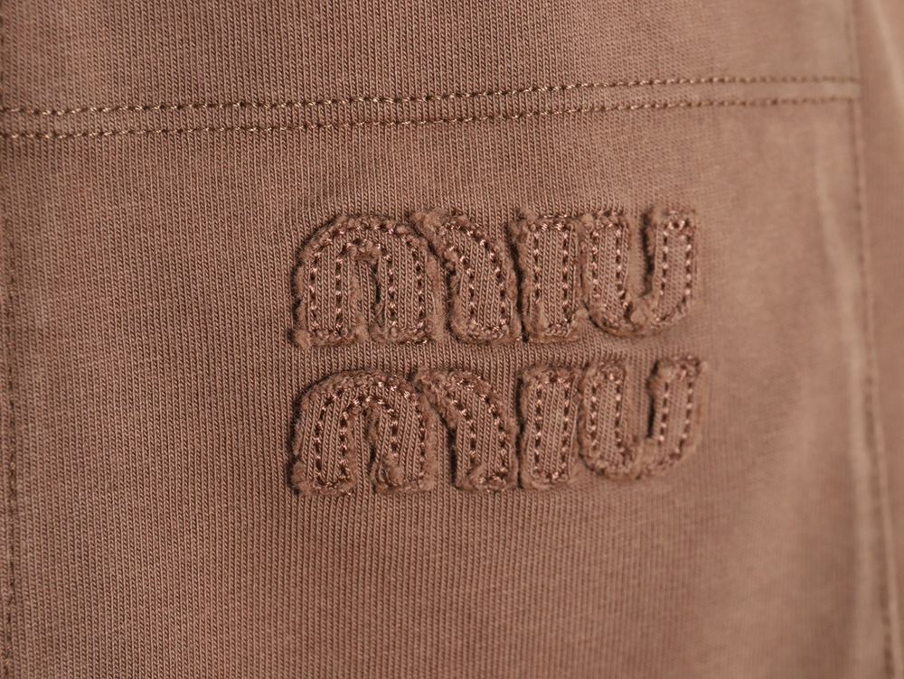 Miu Miu embroidered pocket cotton long-sleeved T-shirt