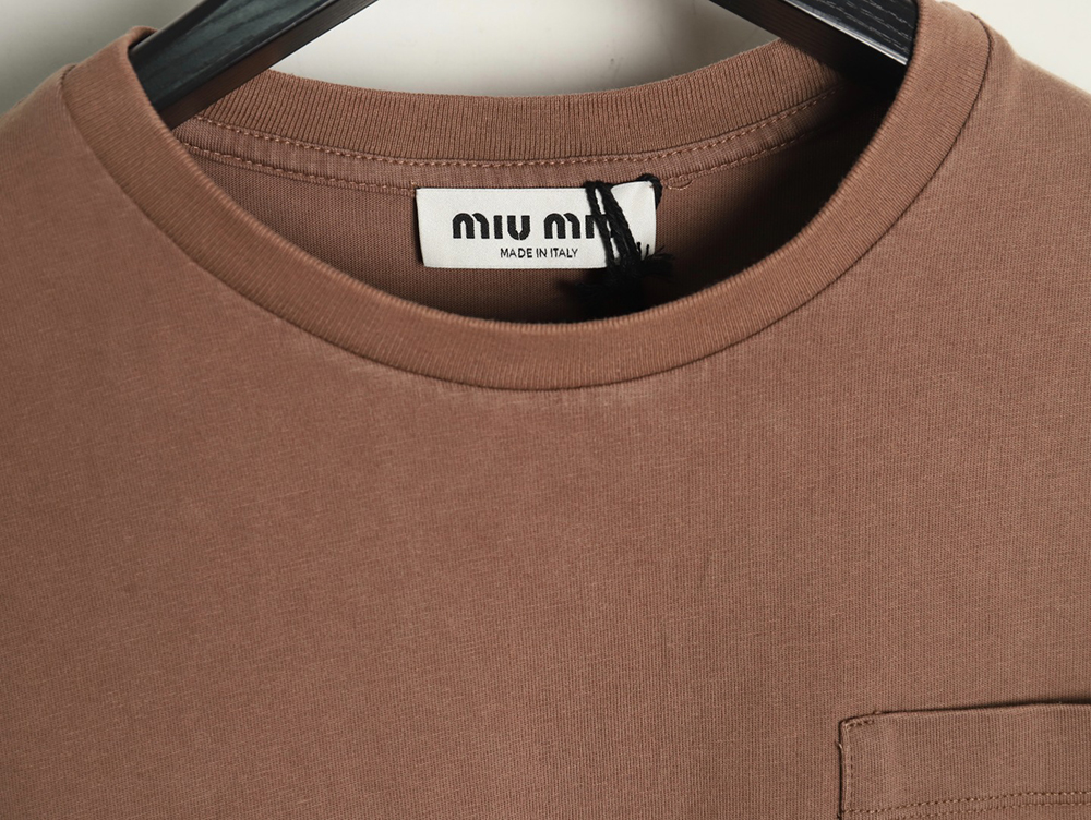 Miu Miu embroidered pocket cotton long-sleeved T-shirt