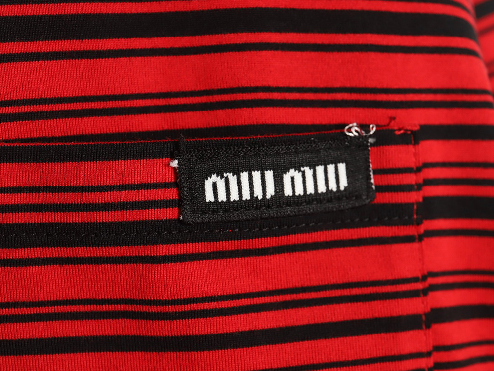 Miu Miu Red Striped Long Sleeve T-Shirt