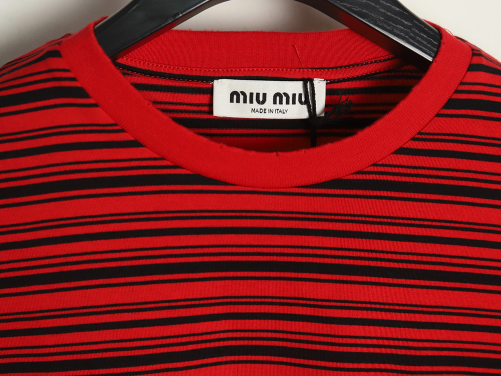 Miu Miu Red Striped Long Sleeve T-Shirt