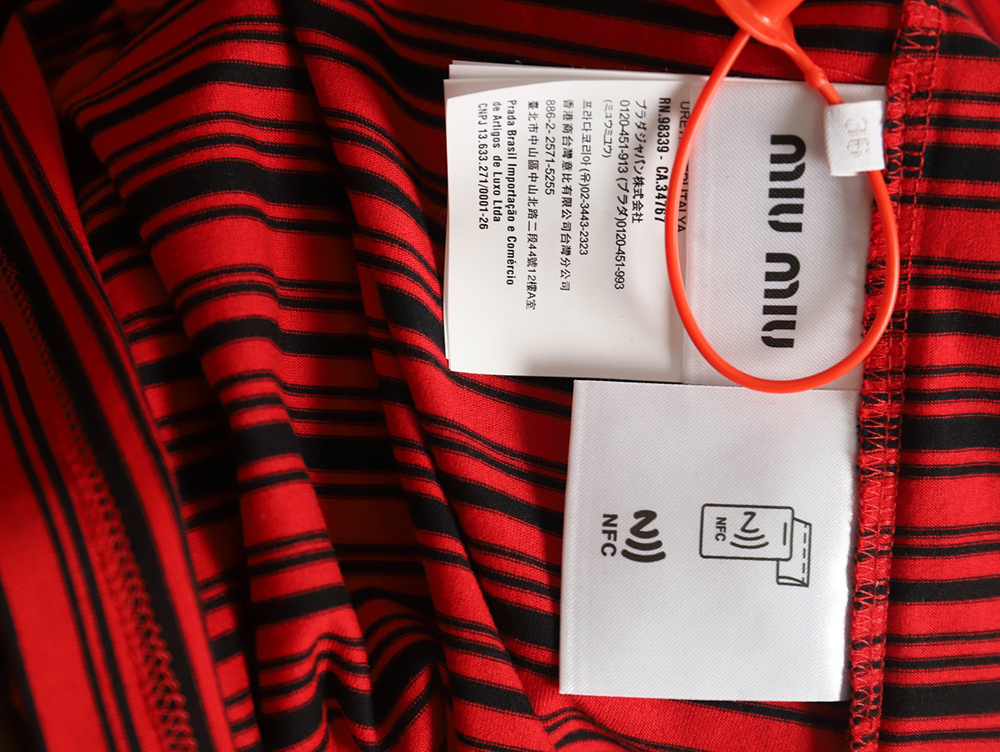 Miu Miu Red Striped Long Sleeve T-Shirt