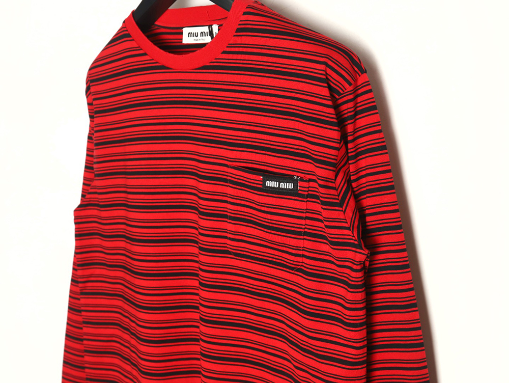Miu Miu Red Striped Long Sleeve T-Shirt