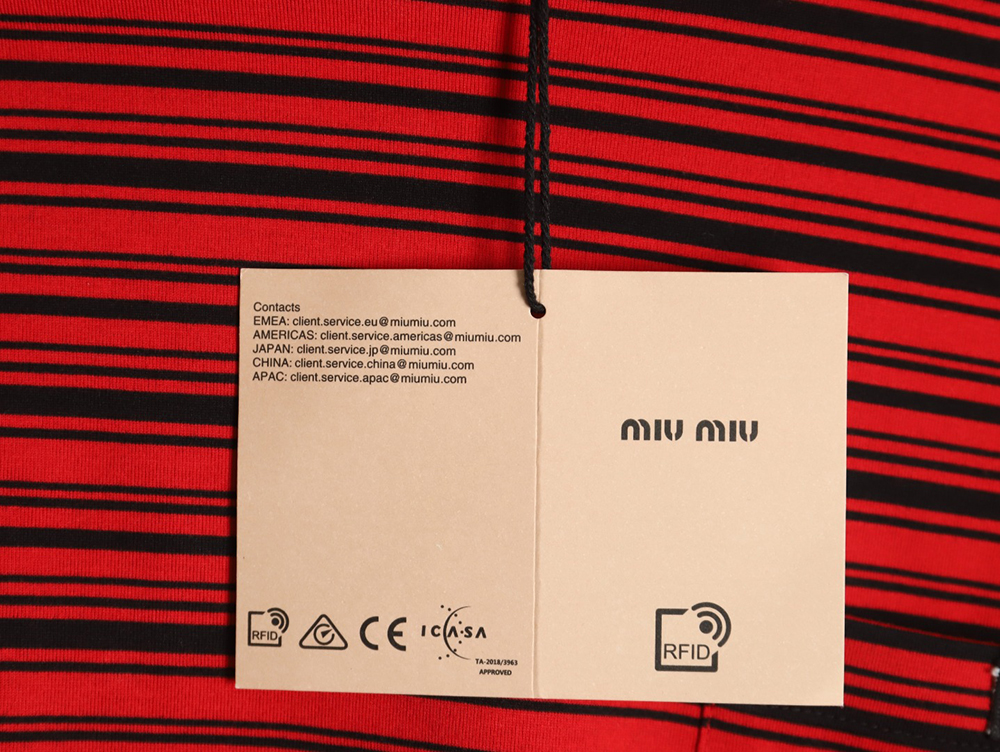 Miu Miu Red Striped Long Sleeve T-Shirt
