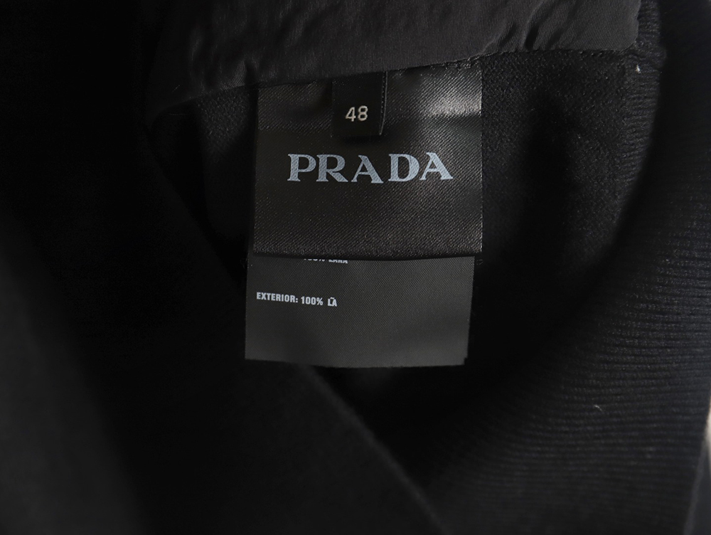 Prada inverted triangle logo nylon splicing wool jacket