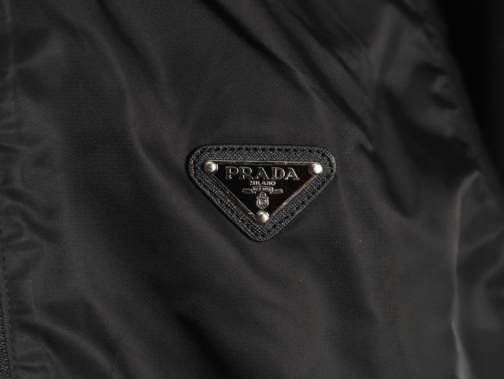 Prada inverted triangle logo nylon splicing wool jacket