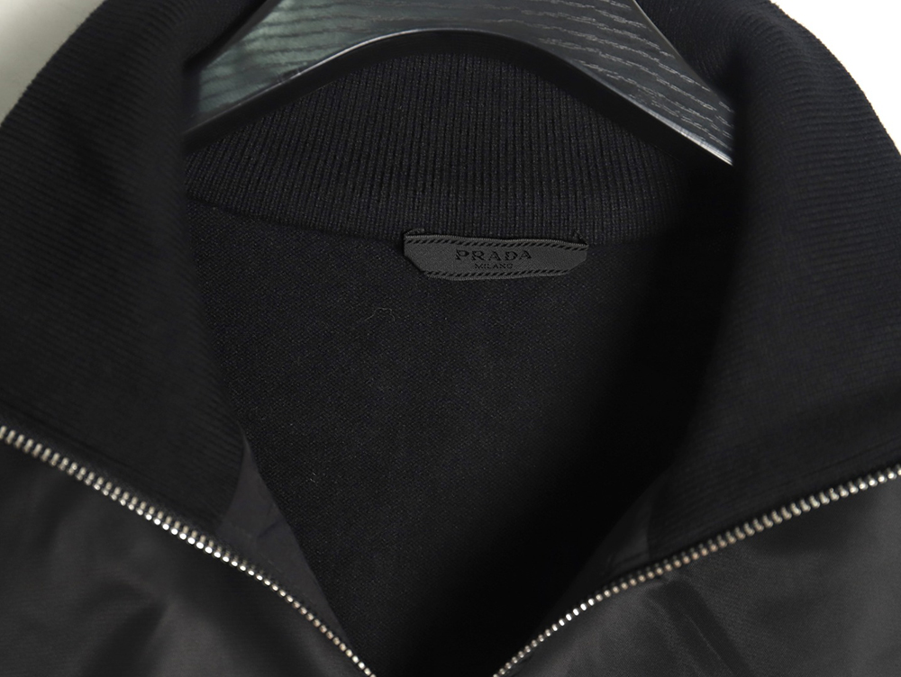 Prada inverted triangle logo nylon splicing wool jacket