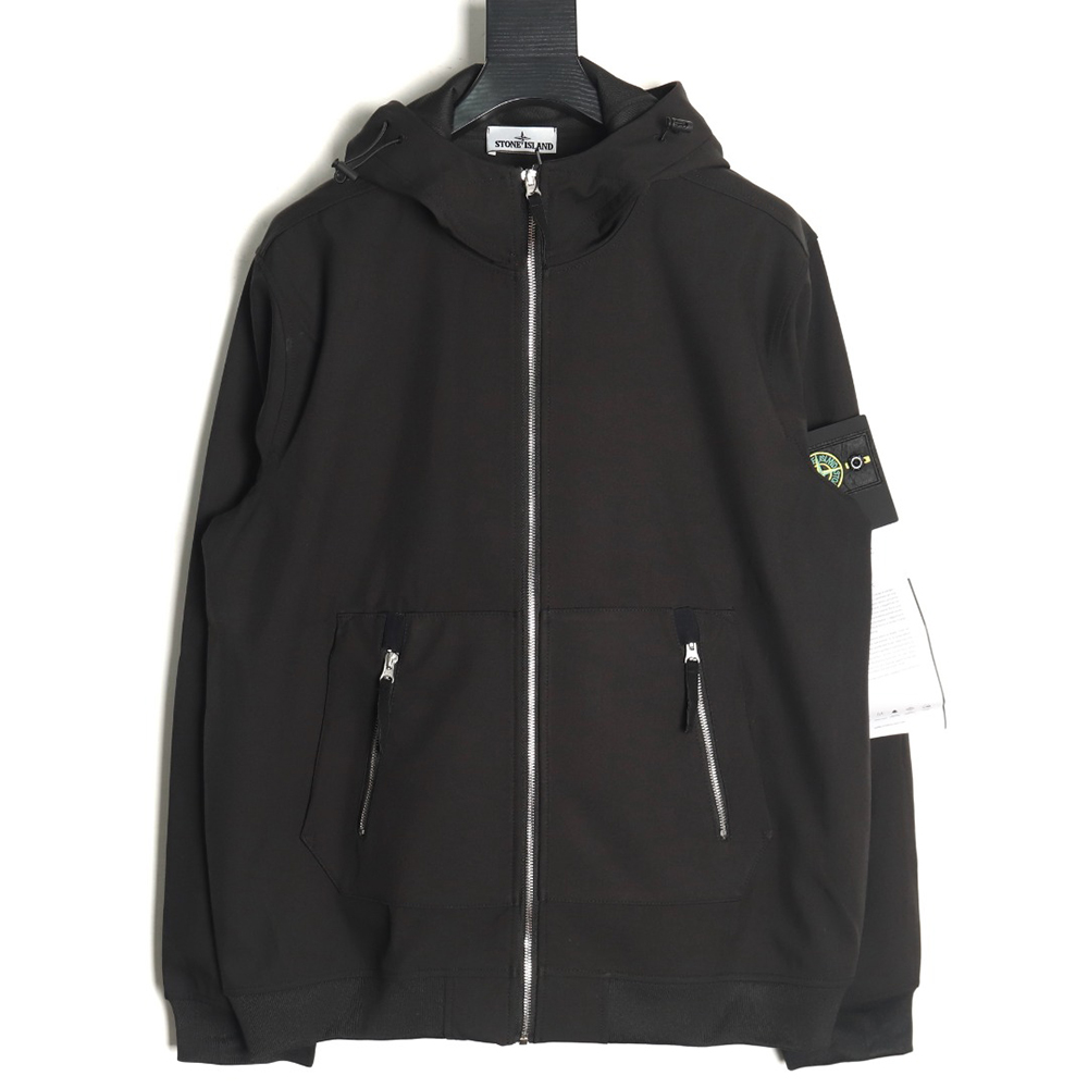 Stone Island Plain Hooded Zip-Up Jacket TSK1