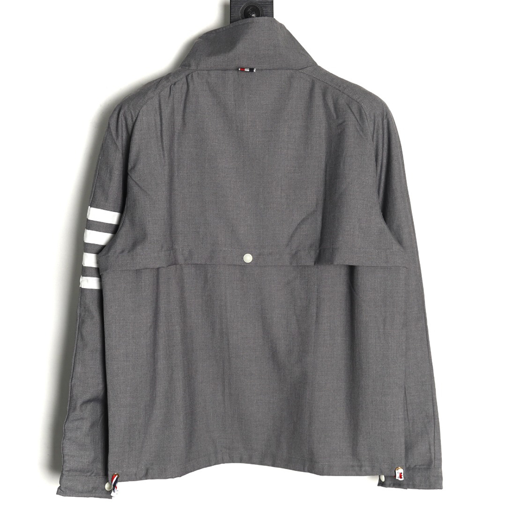Thom Browne yarn-dyed four-bar zip-up trench coat