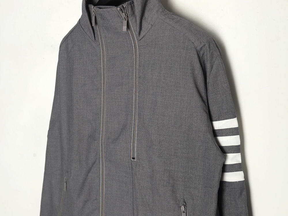 Thom Browne yarn-dyed four-bar zip-up trench coat
