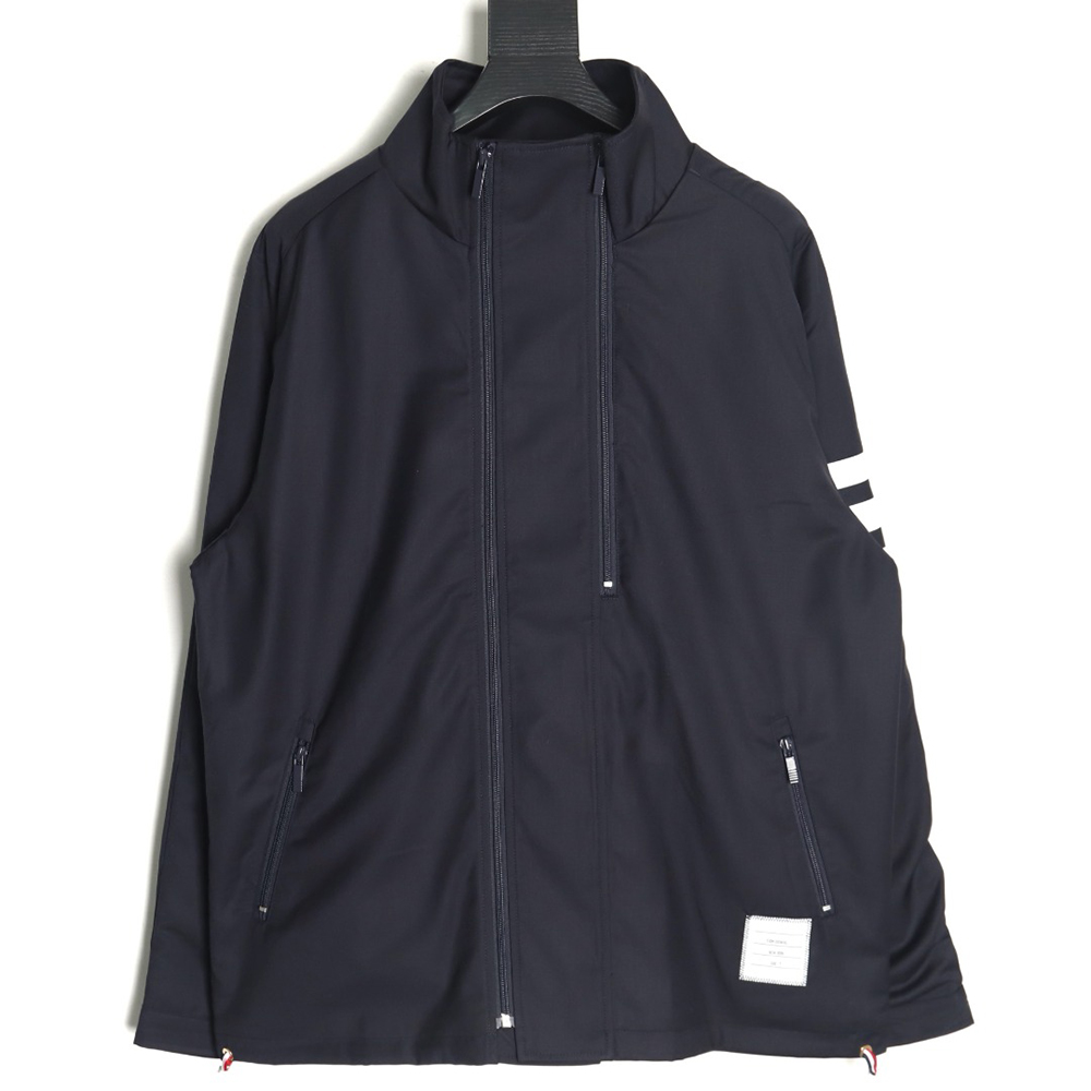 Thom Browne yarn-dyed four-bar zip-up trench coat TSK1