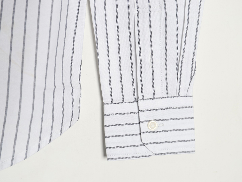 Thom Browne Cotton Vertical Stripe Double Ribbon Long Sleeve Shirt