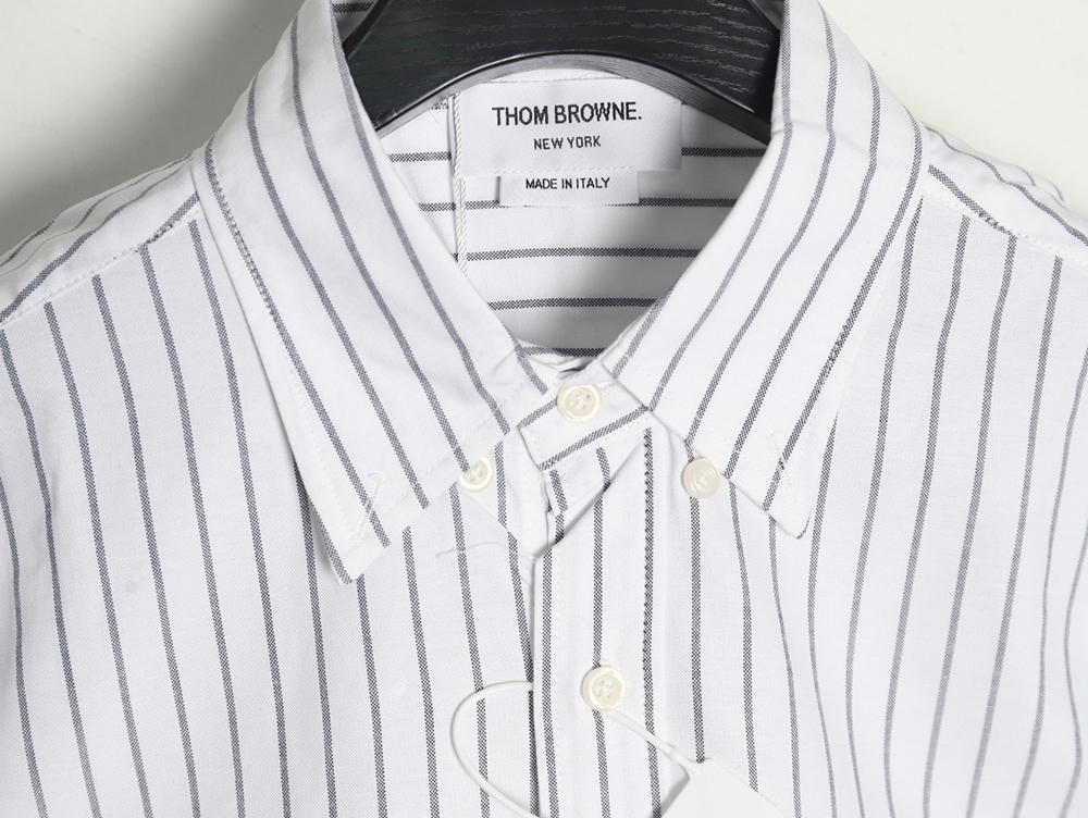 Thom Browne Cotton Vertical Stripe Double Ribbon Long Sleeve Shirt