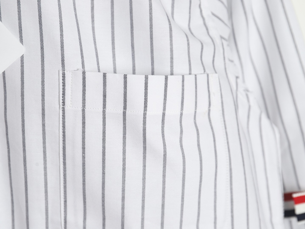 Thom Browne Cotton Vertical Stripe Double Ribbon Long Sleeve Shirt