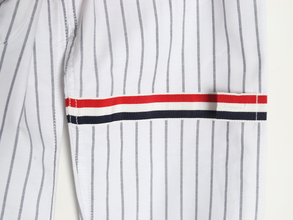 Thom Browne Cotton Vertical Stripe Double Ribbon Long Sleeve Shirt