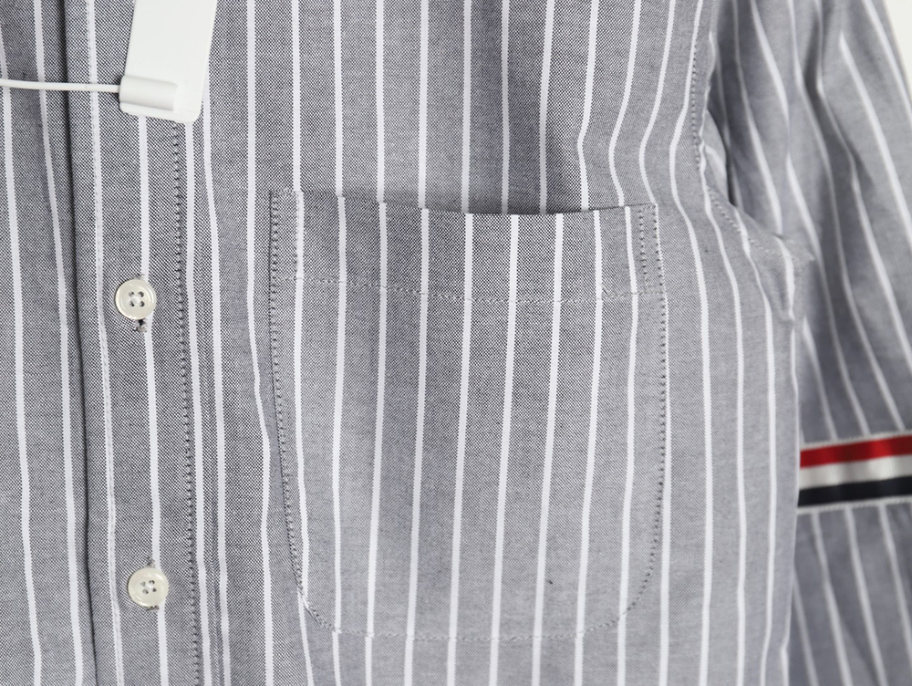 Thom Browne Cotton Vertical Stripe Double Ribbon Long Sleeve Shirt TSK1