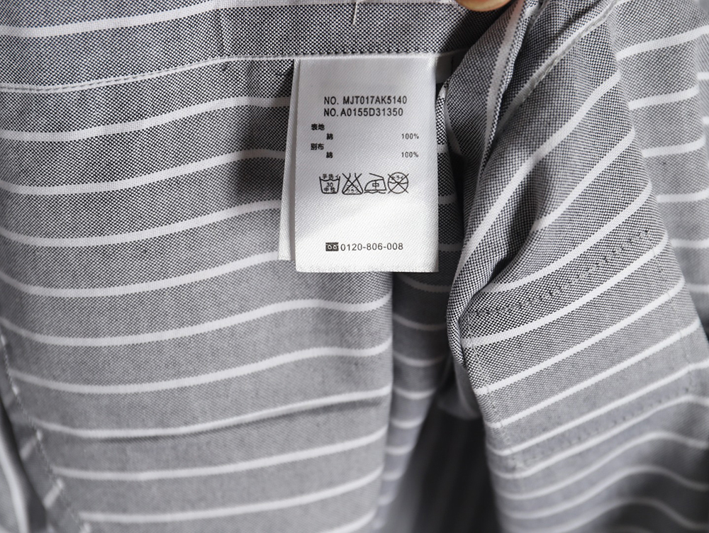 Thom Browne Cotton Vertical Stripe Double Ribbon Long Sleeve Shirt TSK1