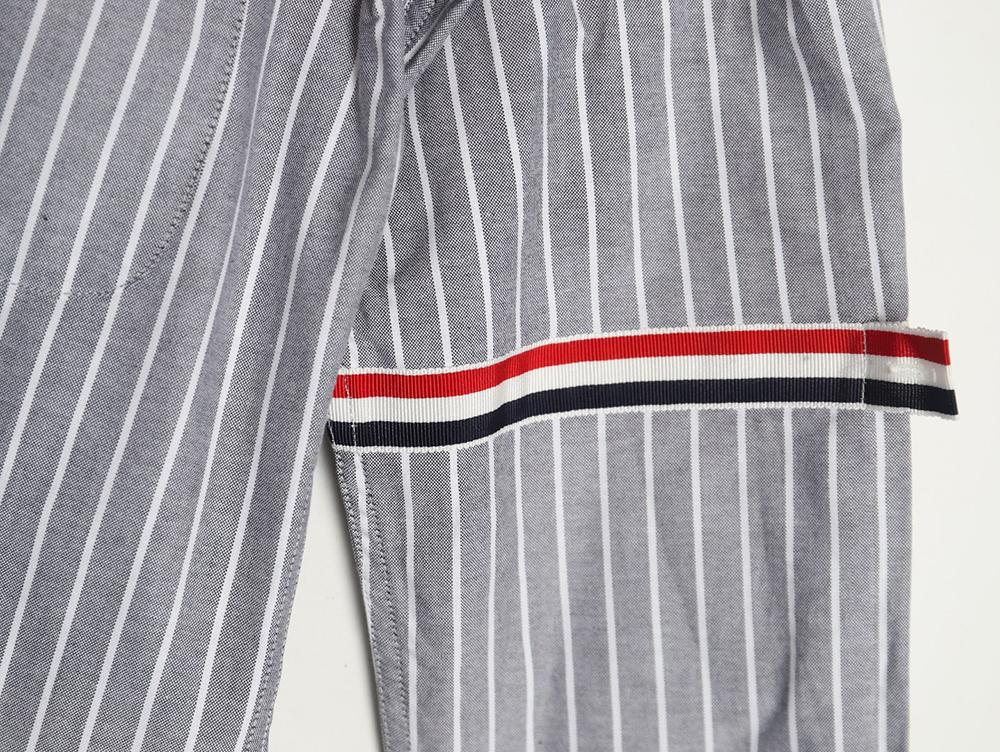 Thom Browne Cotton Vertical Stripe Double Ribbon Long Sleeve Shirt TSK1