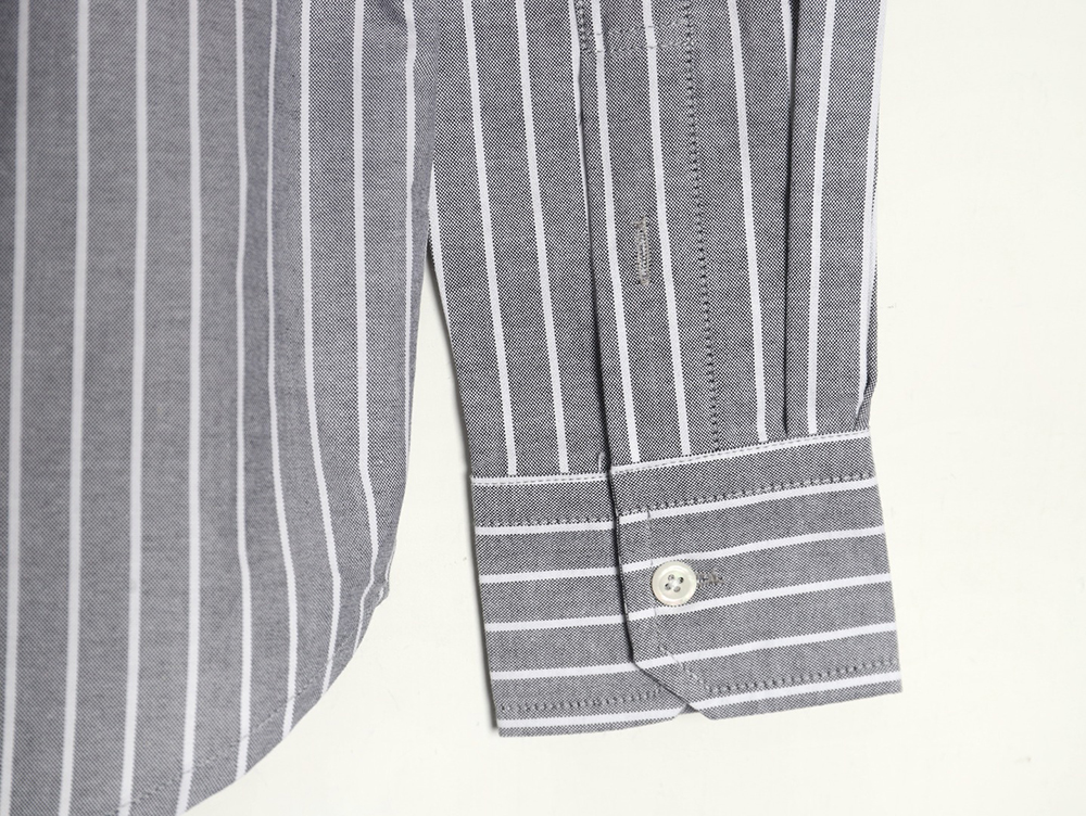 Thom Browne Cotton Vertical Stripe Double Ribbon Long Sleeve Shirt TSK1