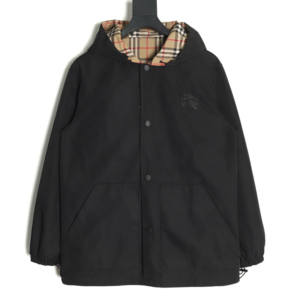 Burberry Check Reversible Button Hooded Jacket