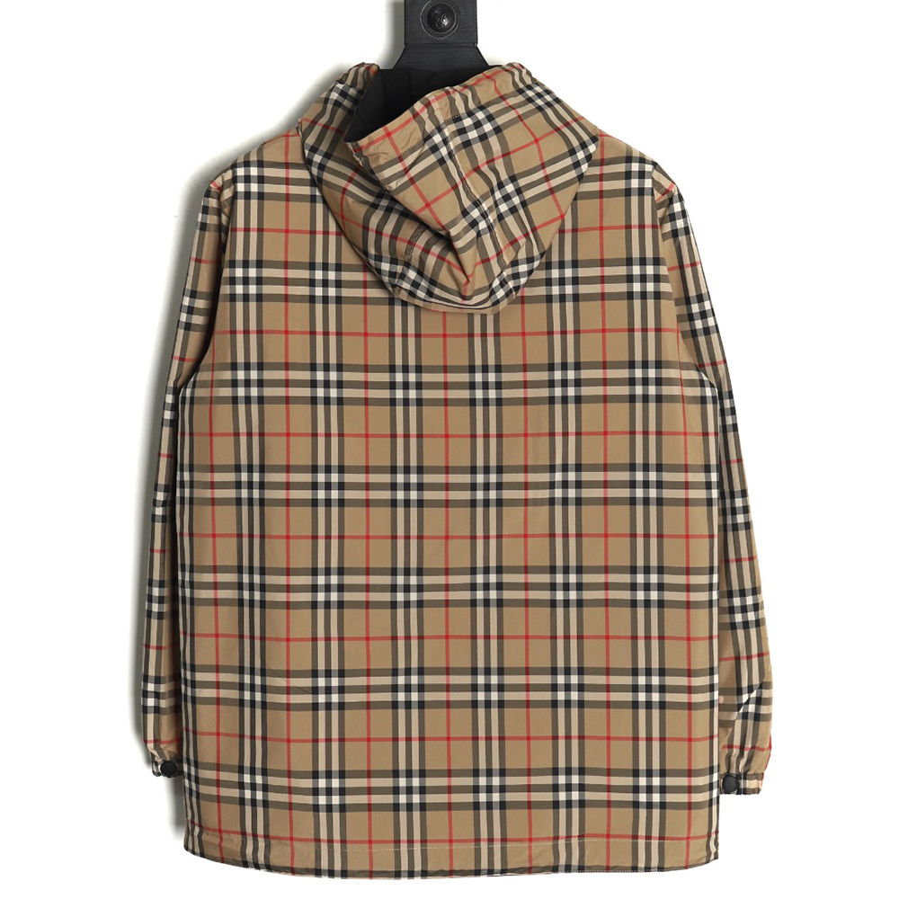 Burberry Check Reversible Button Hooded Jacket