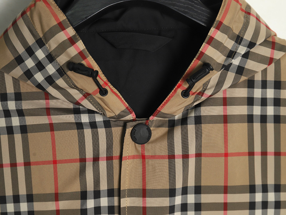 Burberry Check Reversible Button Hooded Jacket