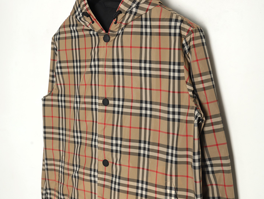 Burberry Check Reversible Button Hooded Jacket