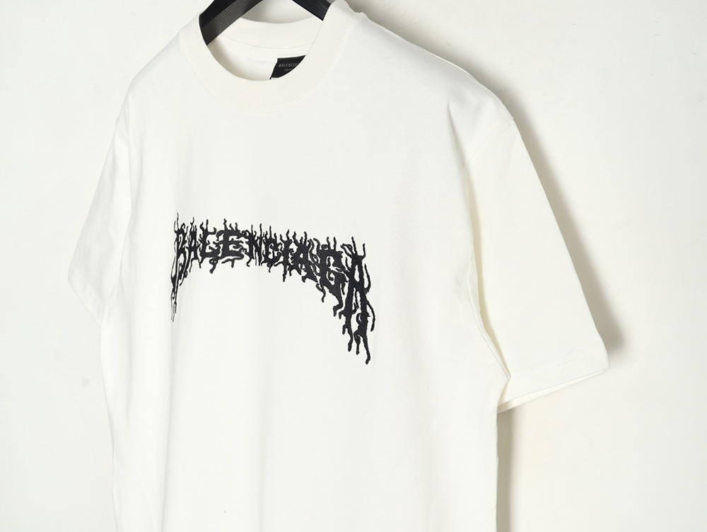 Balenciaga Lettering Embroidered LOGO Short Sleeve T-Shirt