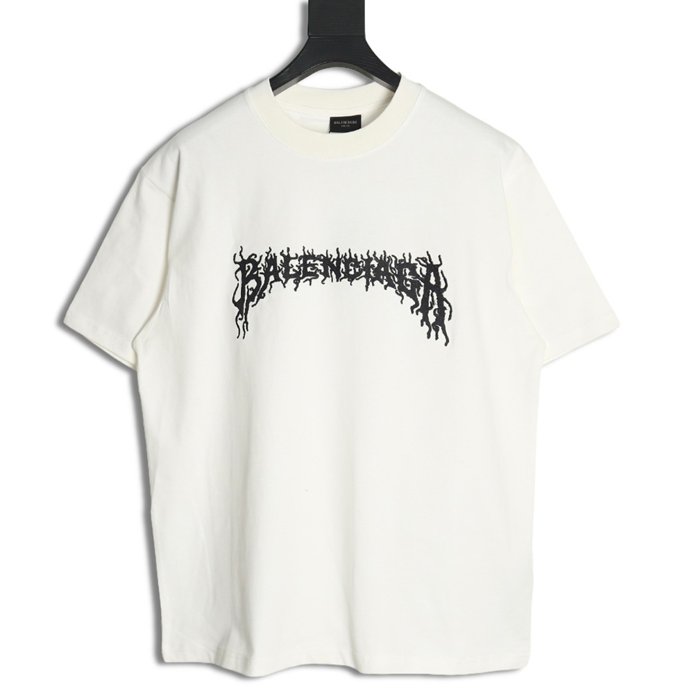 Balenciaga Lettering Embroidered LOGO Short Sleeve T-Shirt