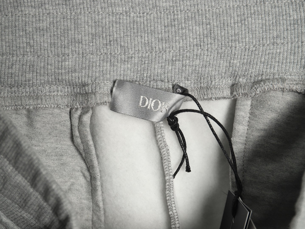Dior round embroidery ribbon fleece trousers