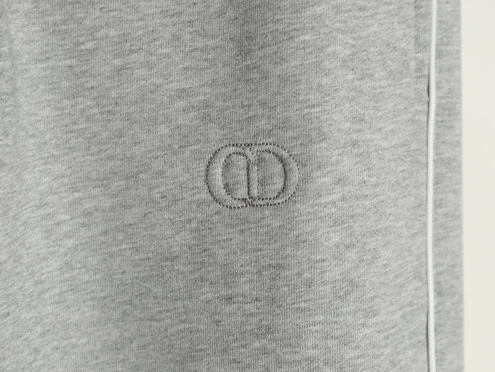 Dior round embroidery ribbon fleece trousers
