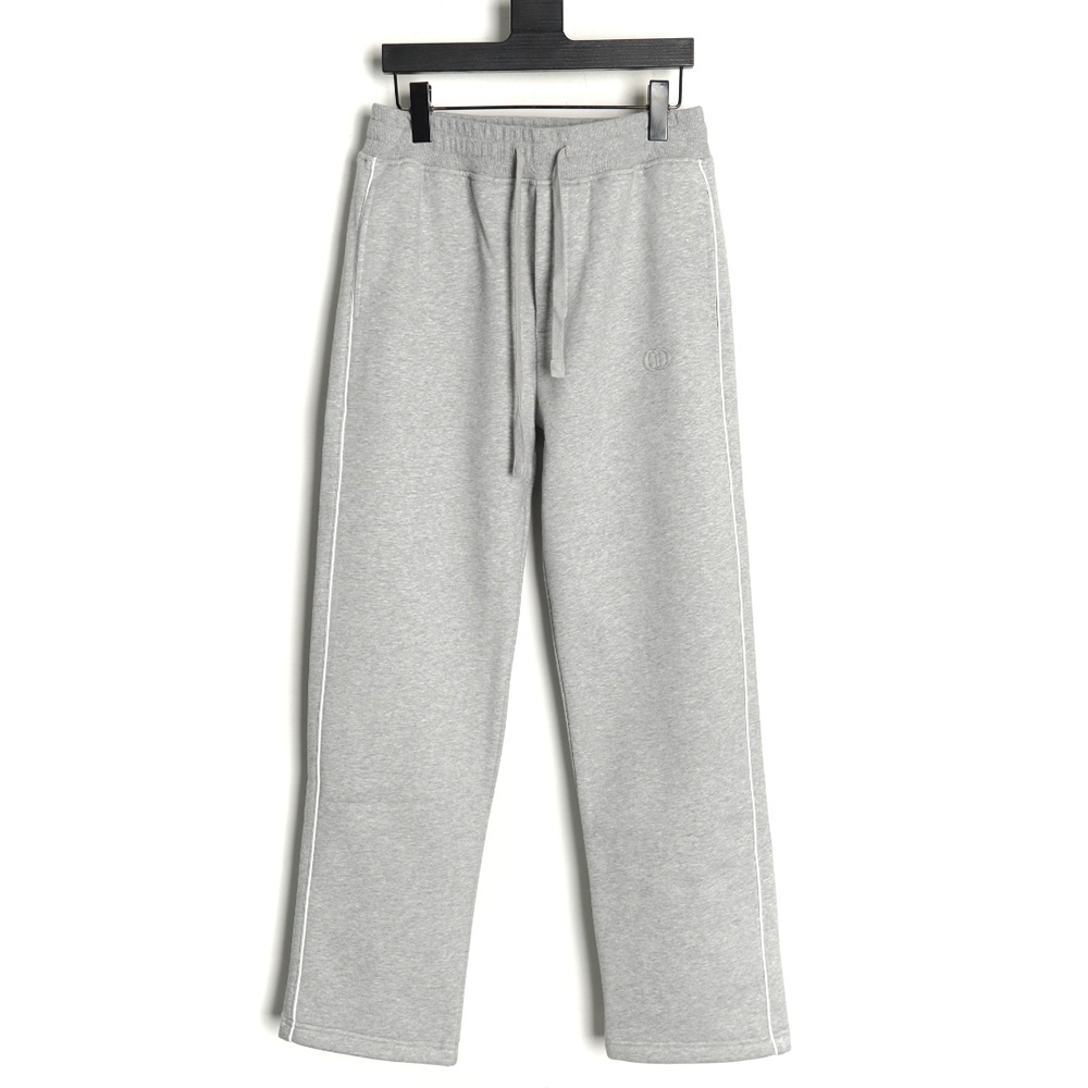 Dior round embroidery ribbon fleece trousers