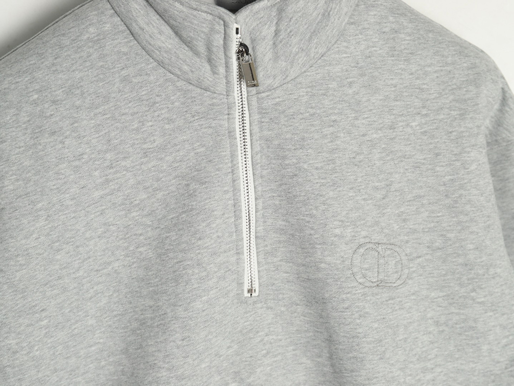 Dior Circular Embroidery Half Zip Stand Collar Sweatshirt