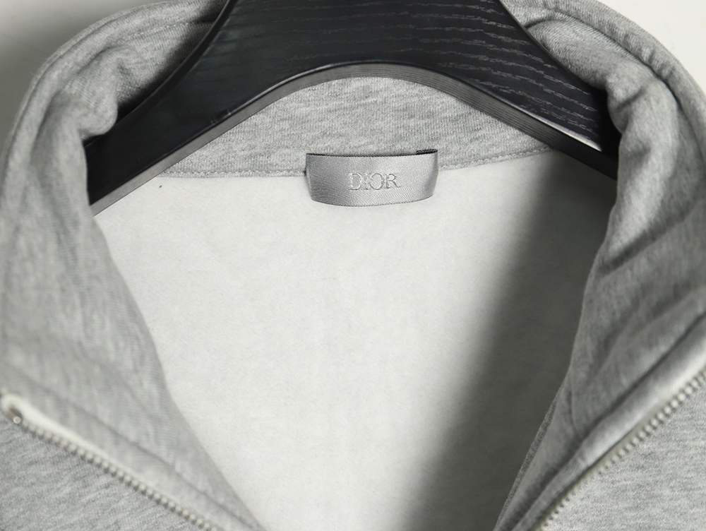 Dior Circular Embroidery Half Zip Stand Collar Sweatshirt