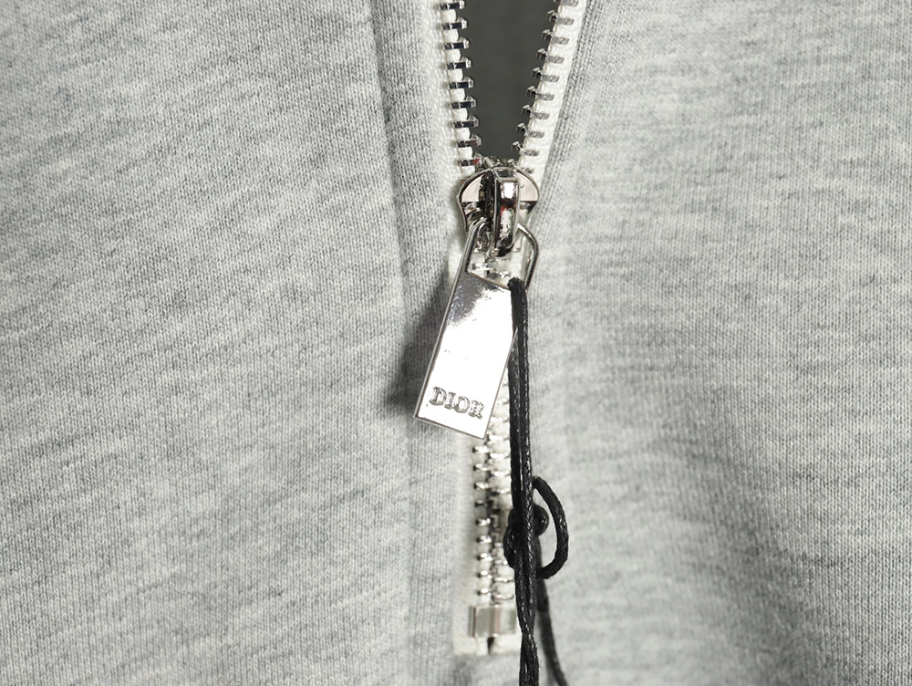 Dior Circular Embroidery Half Zip Stand Collar Sweatshirt