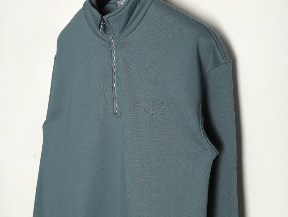 Dior Circular Embroidery Half Zip Stand Collar Sweatshirt TSK1
