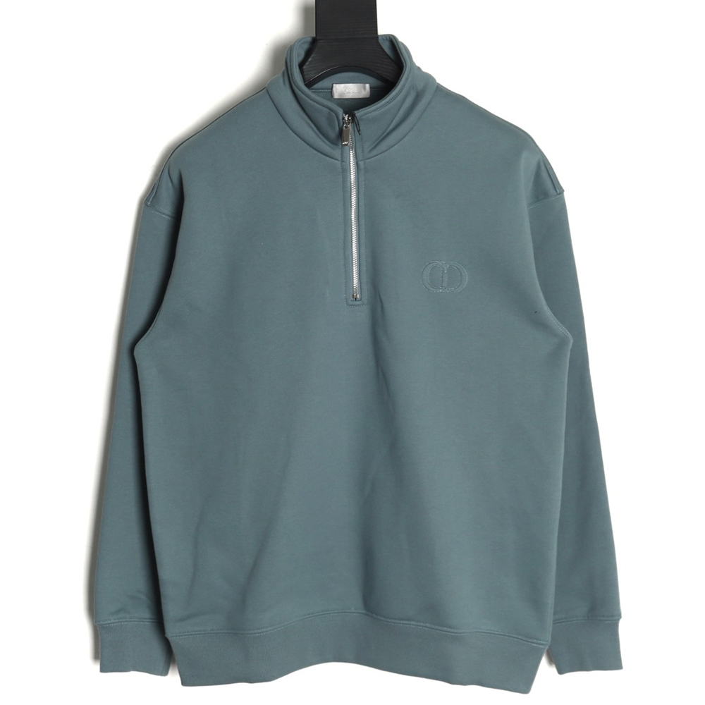 Dior Circular Embroidery Half Zip Stand Collar Sweatshirt TSK1